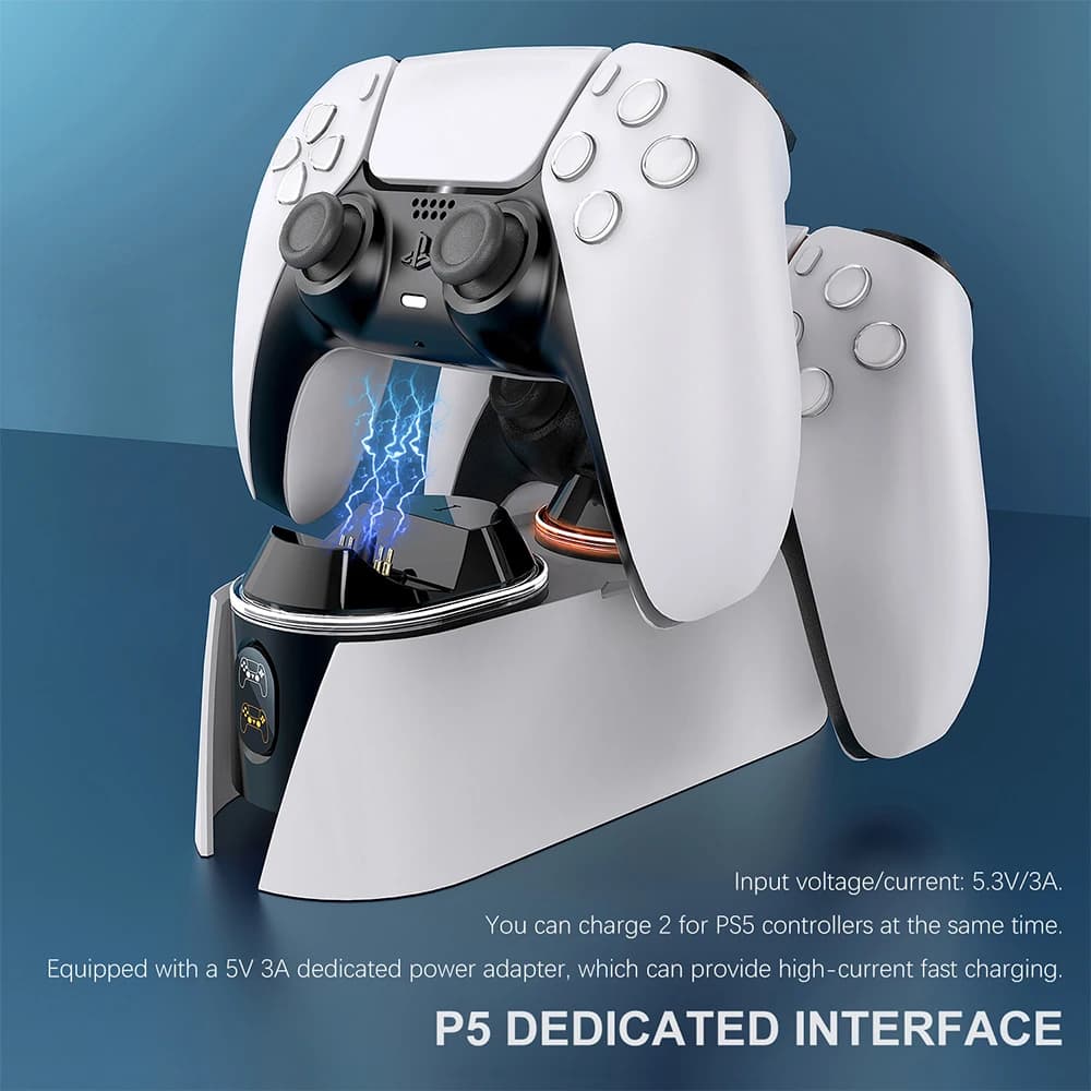 New Dual Controller Quick Charger for PS5 Charging dock station with USB C cable for USB C Playstation 5 USB cable for PS5