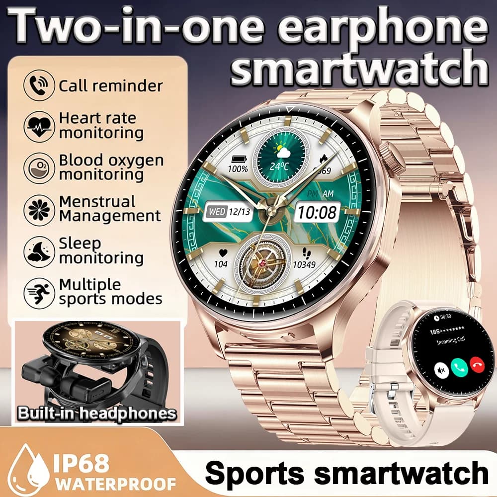 DAORKOW Smartwatch T98 Chiamata Bluetooth Auricolari wireless 2 in 1 TWS Auricolare Fitness Tracker Rumore Musica Musica Auricolare Smartwatch
