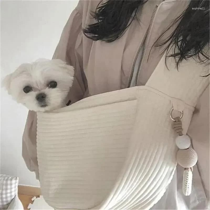 Borsa da trasporto per cani fatta a mano Borsa da viaggio per gattini per animali domestici Borsa da viaggio per esterni in tela a spalla singola per gatti Comfort Tote traspirante