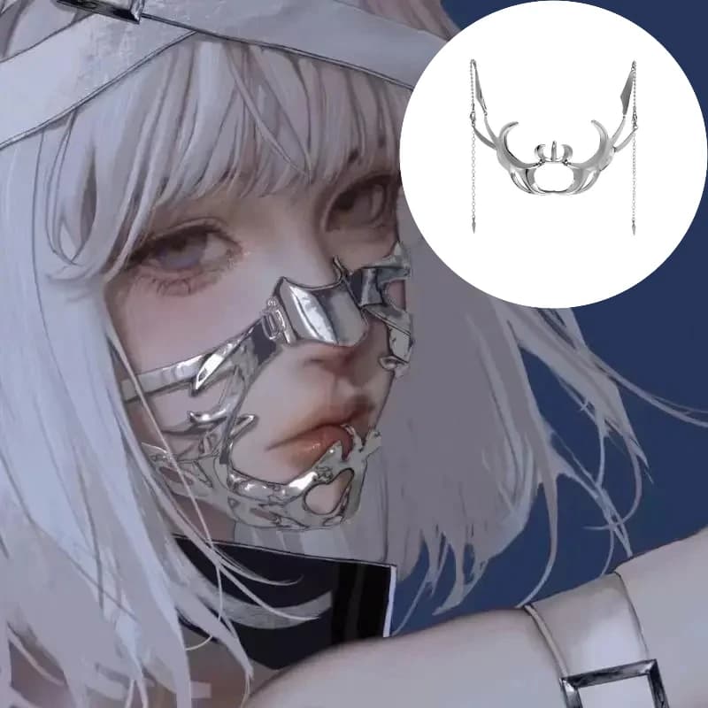 Punk Alien Naso Decent Mechanical Mask Cosplay Menth Gothic Masks Metal Face wearing Halloween Mask Accessories