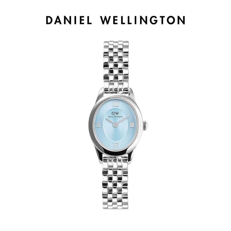 Orologio da Donna Daniel Wellington Ophelia Mini con Quadrante Blu Ghiaccio, Bracciale in Acciaio Inossidabile con Maglie a Chicco, Elegante Rettangolare al Quarzo