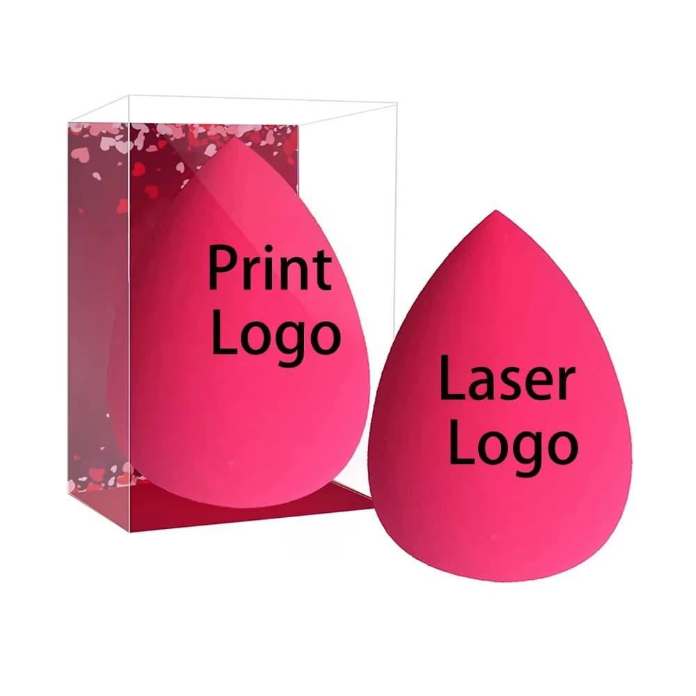 50 pezzi logo personalizzato bellezza rosa rosa cosmetici spugna frullatore spugne per trucco senza lattice per applicazione di liquidi in crema in polvere