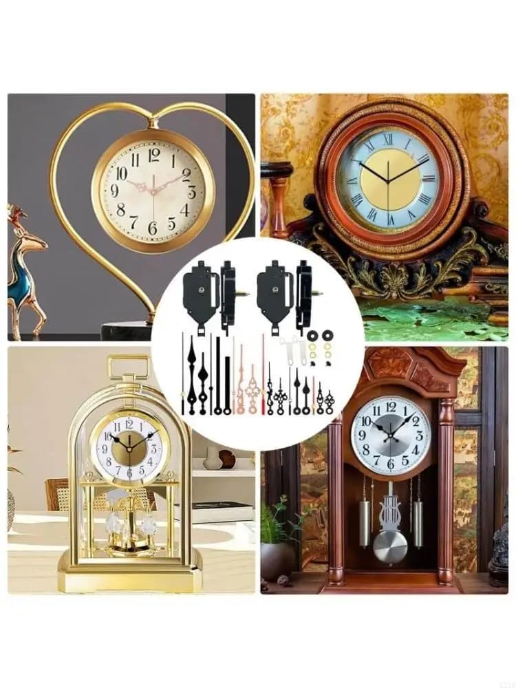 2 Pack Pendulum Clock Mechanism Replacement Kits Quartzs Clock Movement with 6 Pair of Clock Hands for DIY Clock Repair