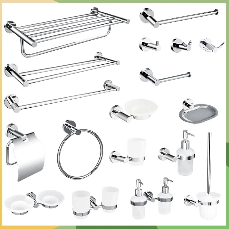 Polished Bathroom Accessories Velvet paper stand Bathrobe door Towels Door Stainless Steel 304