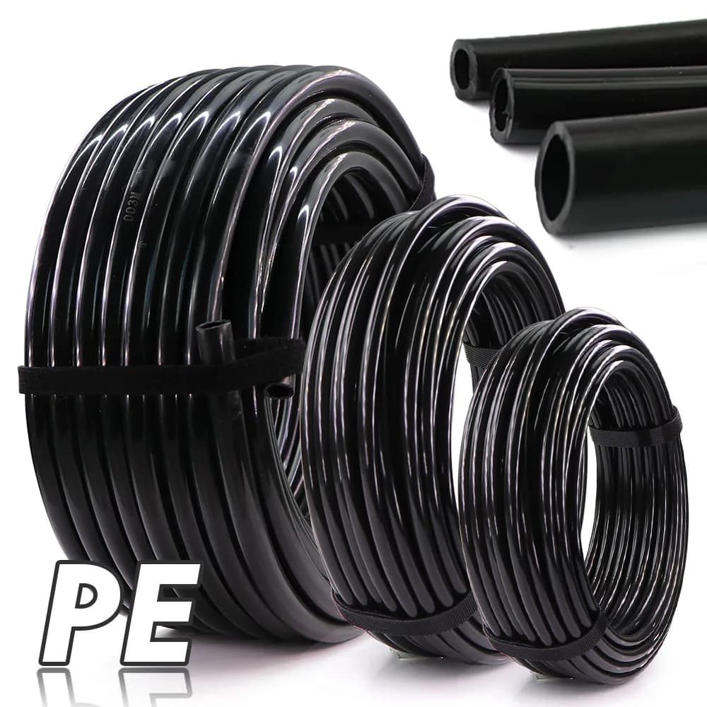 10-50m OD-6/8/12mm Tubo da giardino in PE nero Tubo per irrigazione a prova di pressione 1/4 "3/8" Sistema di tubi per irrigazione agricola per frutteto da prato