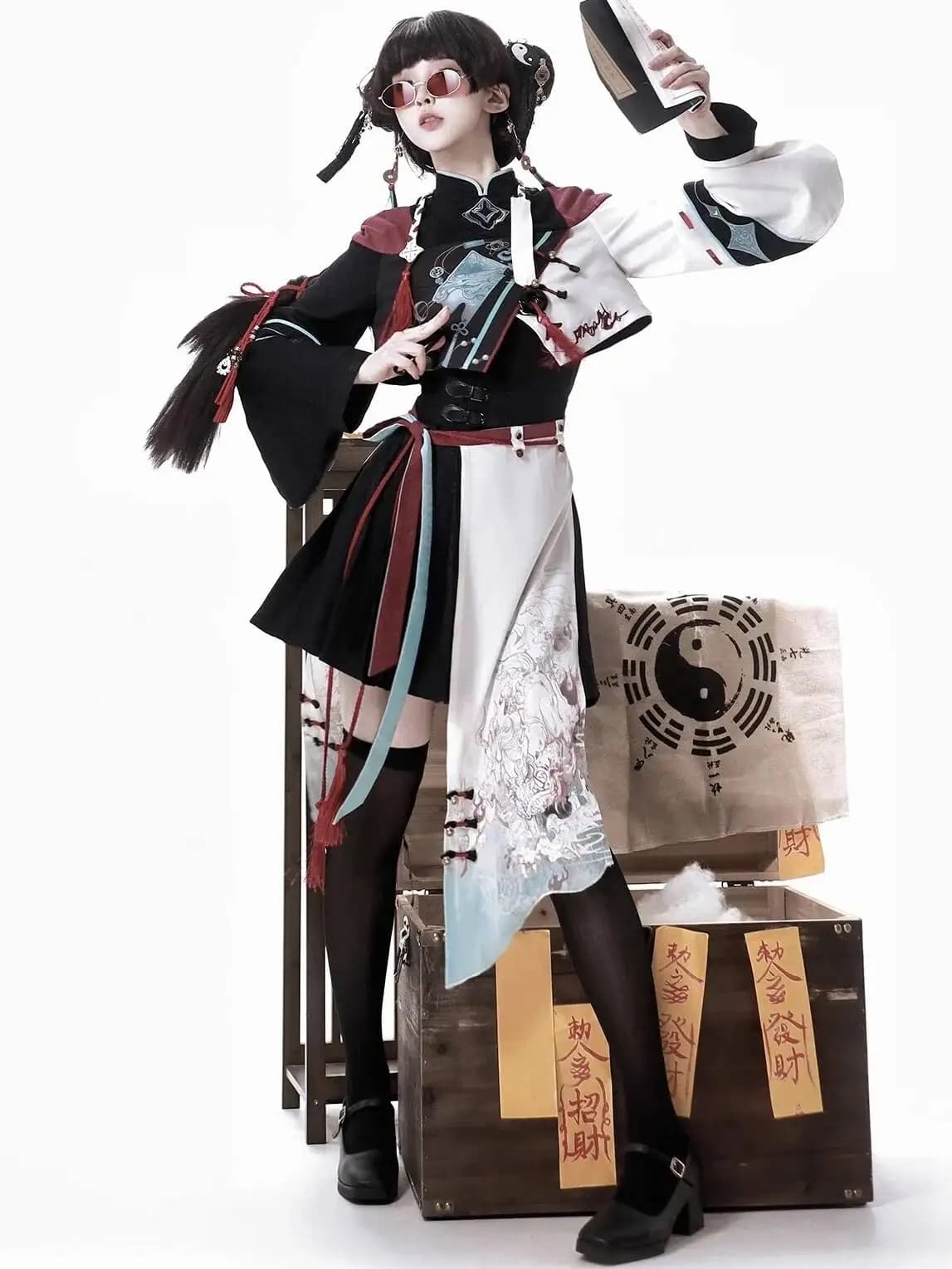Nuovo Stile Cinese: Abito Hanfu con Elementi Guofeng, Completo Giornaliero con Gonna e Top, per Feste, Carnevale, Halloween, Cosplay