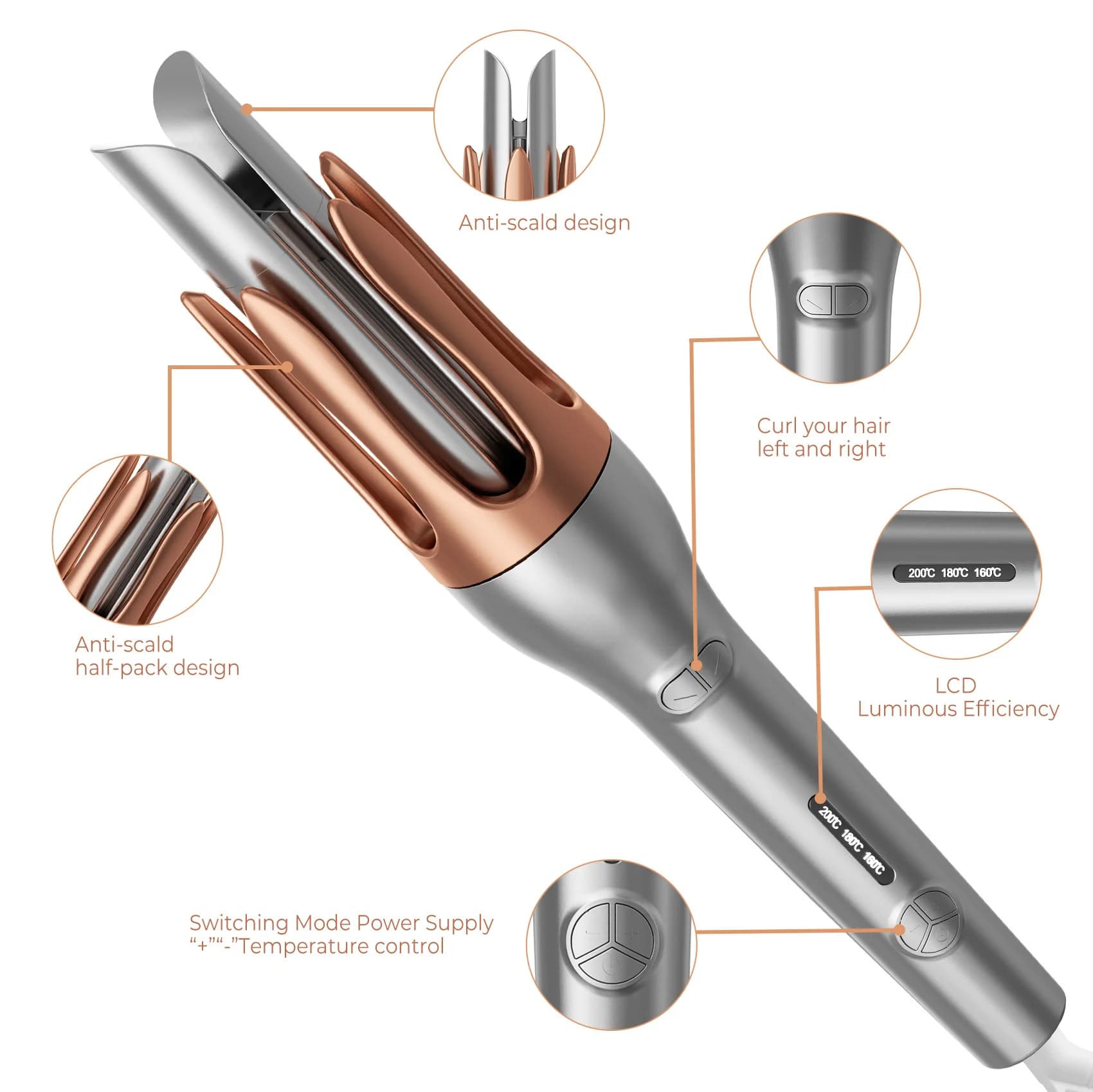 Automatic 32mm electric curler with Ceramic Rotation, Professional Iron for Large Ricci and Versatile Styling