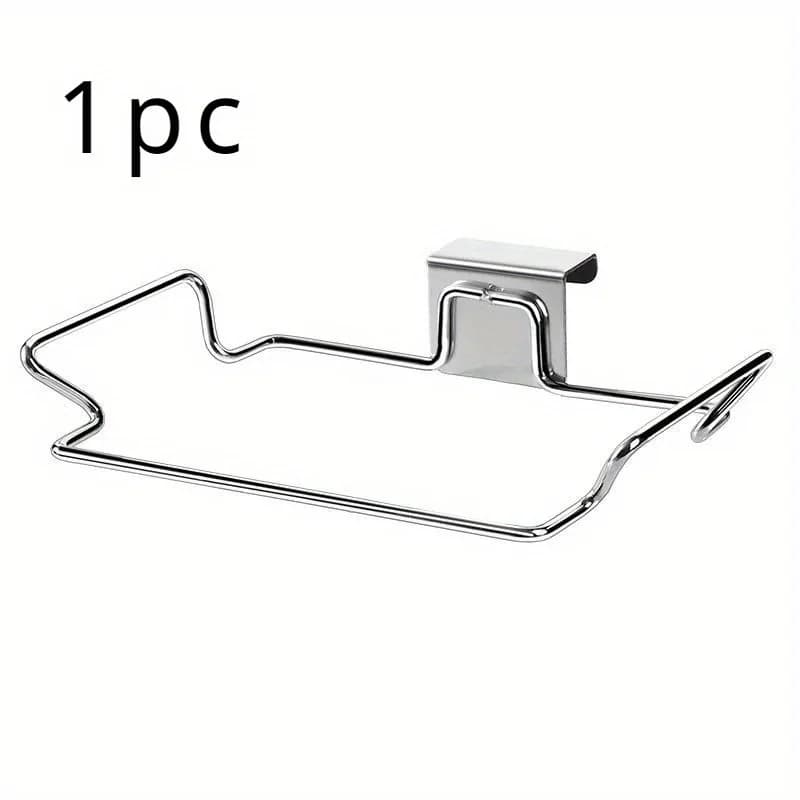 1PcStainless Steel Base Trash Can - Rectangular Metal Trash Can, Cabinet Door Installation, Kitchen Use, No Electricity Required