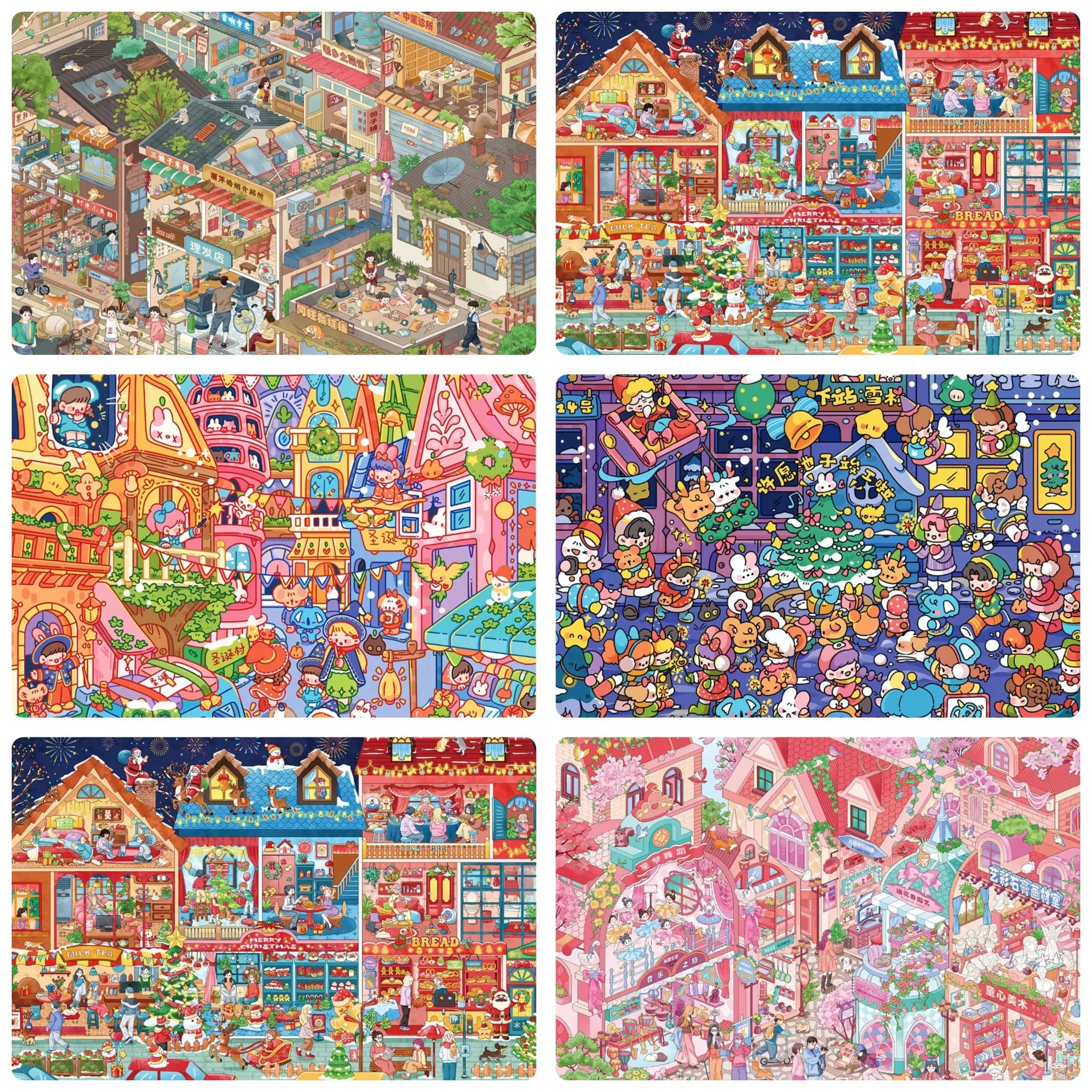 DIY Cartoon Busy Town Diamond Painting, Whimsical Overlook Street View Art For Living Room Wall Decoration Handmade Gift