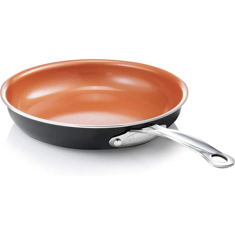11 Inch Copper Non Stick Frying Pans Ceramic Non Toxic Frying Pans Nonstick Skillet Lightweight Stay Cool Handle Oven and Dishw
