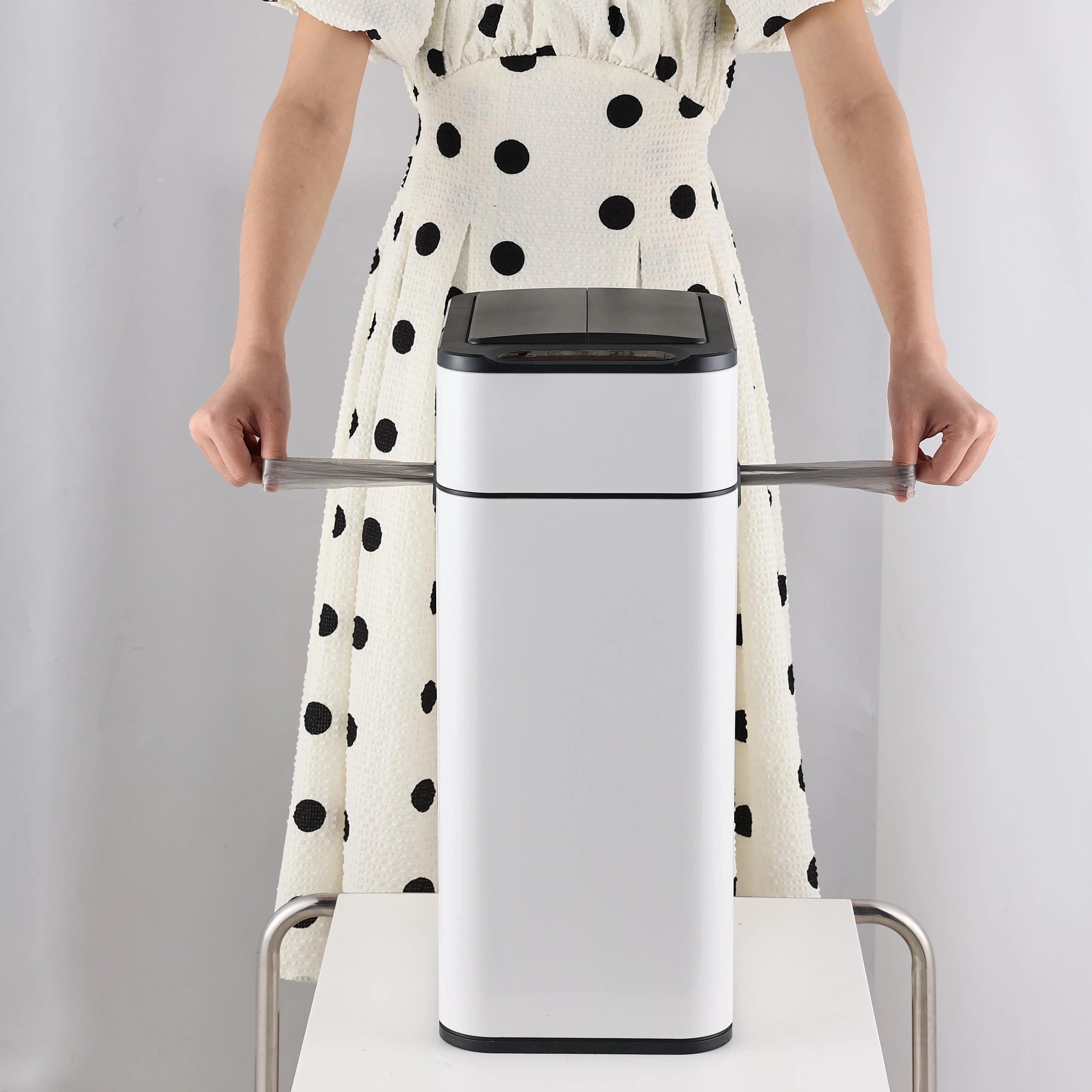 Iintelli 9L Cestino Intelligente Rettangolare con Sensore, Pattumiera Automatica Intelligente in Acciaio Inossidabile per Cucina e Riciclo
