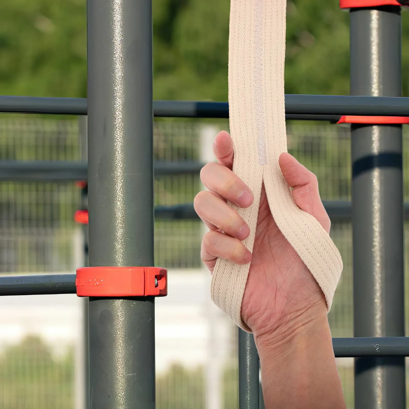 1 Paio di Robuste Bande di Resistenza in Cotone per Allenamento a Due Mani, per Squat, Stacchi, Sollevamento Pesi e Fitness