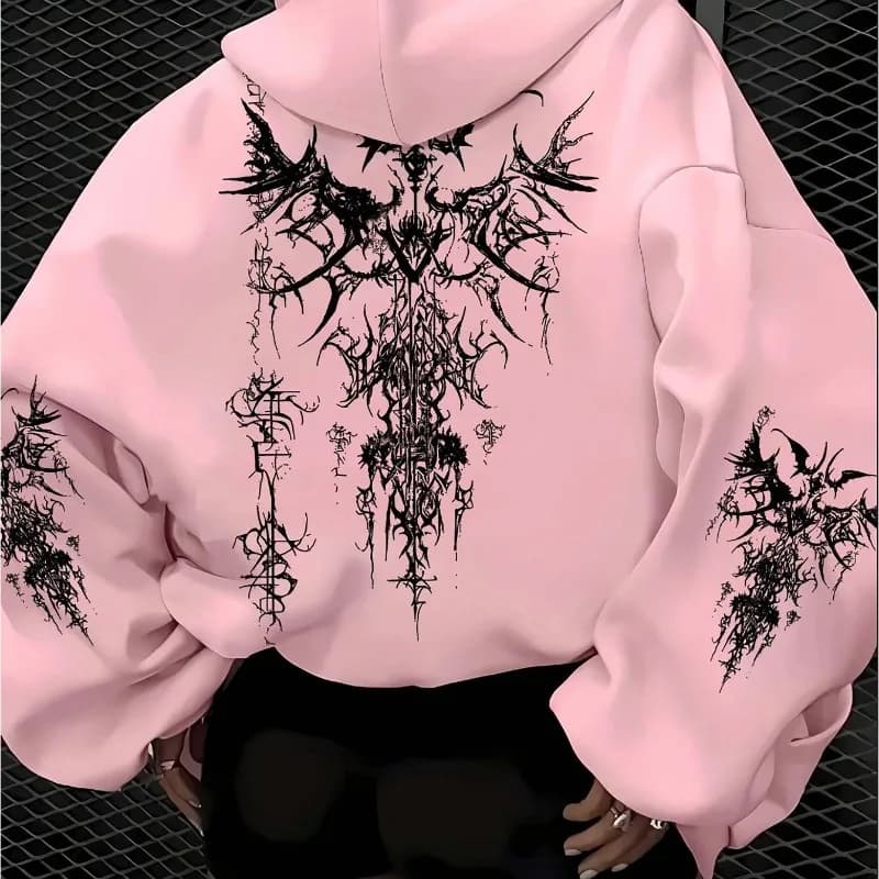 Felpa con cappuccio da donna gotica americana per l'autunno e l'inverno, nuova casual e alla moda, adatta sia per abbigliamento da strada per uomini e donne