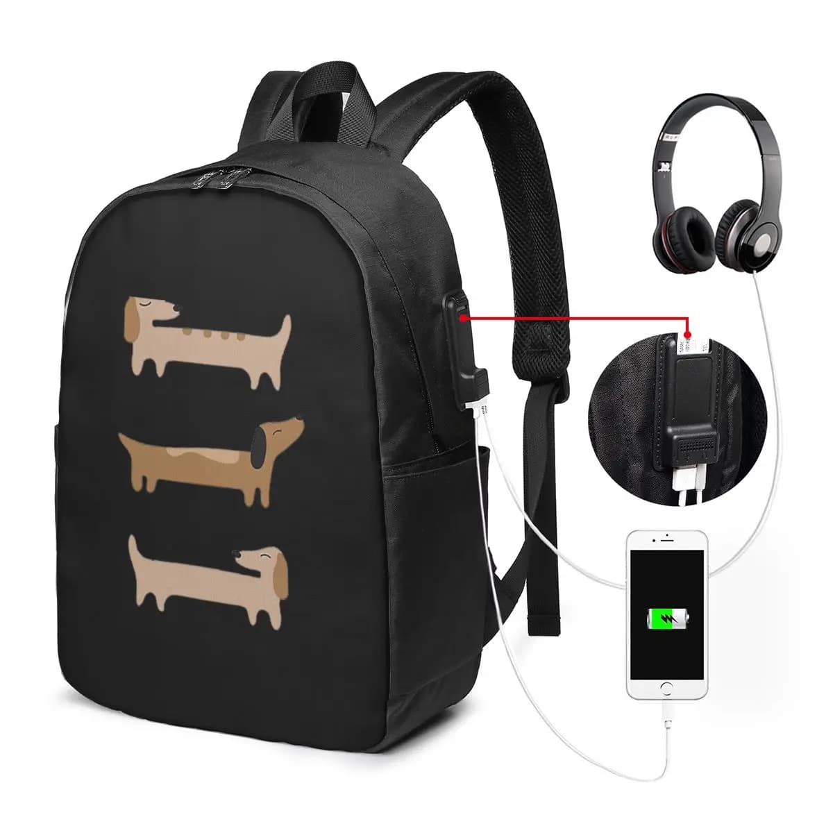 Decorazioni per la casa - Zaino Dachshund, borsa da viaggio per notebook, borsa per computer, borsa da scuola per studenti universitari, borse a tracolla per laptop per uomo e donna