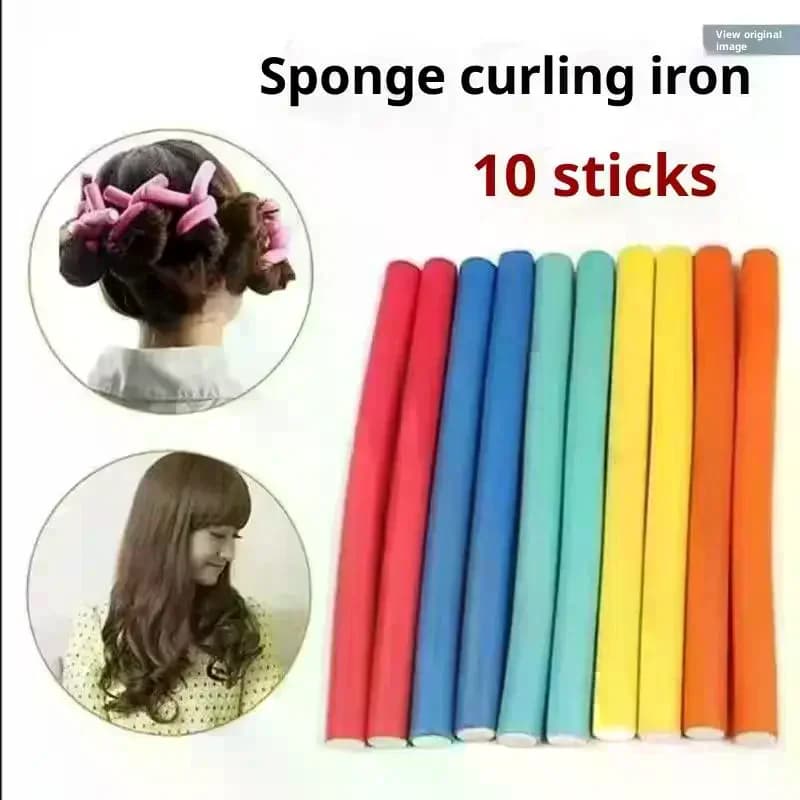 10 pcs universal permanent curling bar curling sticks colored sponge iron curling iron hair curling rubber hair