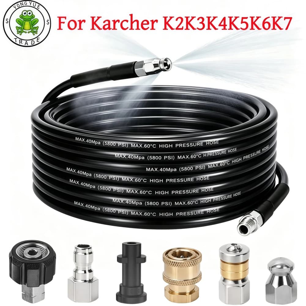 2~35 Meters Sewer Drainage Cleaning Hose 5800PSI Kink Resistant Hose Pressure Washer Sewer Jetter Kit For Karcher K2K3K4K5K6K7