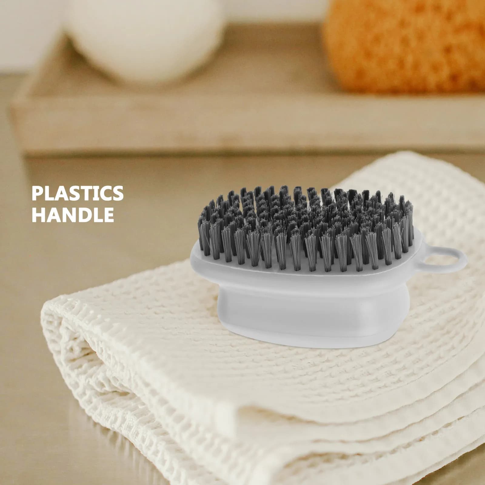Spazzola per bucato da 1 pezzo con manico in plastica, spazzola ergonomica con spugna per piatti, pentole, padelle, lavello, vasca da bagno, WC, doccia, forno, piastrelle, cucina