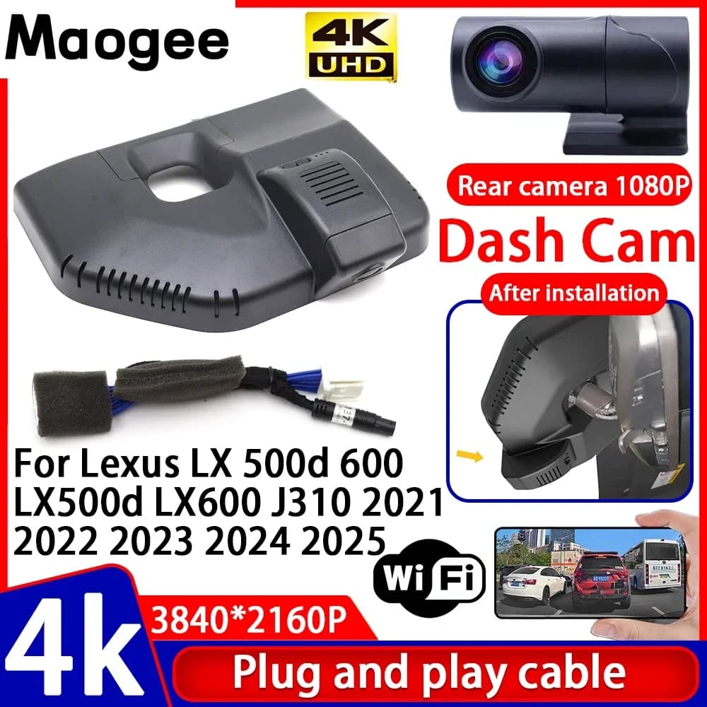 Video Recorder Visio 4K Plug and Play, Dash Cam for Auto, Camera for Lexus LX 500d 600 LX500d LX600 J310 2021 2022 2023 2024 2025