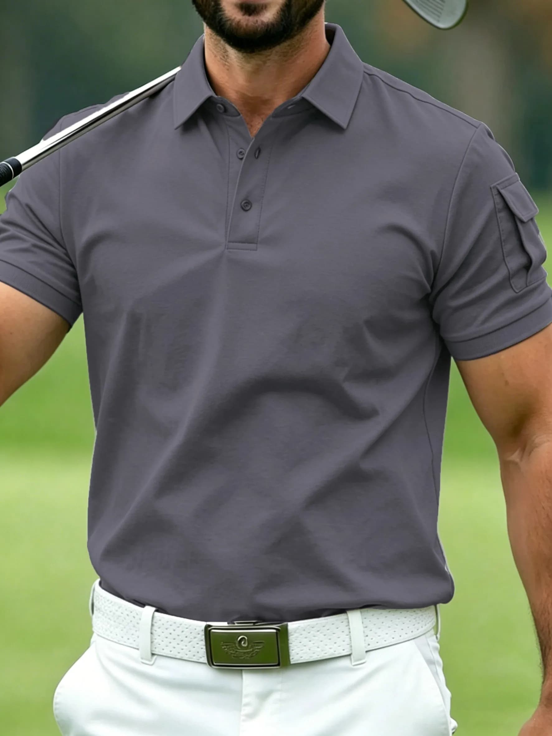 Nuova Polo da Golf Estiva da Uomo con Tasca, T-Shirt Sportiva Casual con Colletto Rovesciato, Maglietta Basic Comoda per Uso Quotidiano e Streetwear