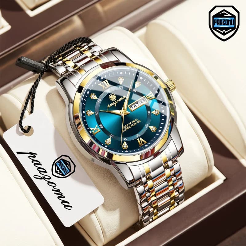 PAAZOMU Watch Men Women Diamond Business Dress Analog Quartz Stainless Steel Waterproof Luminous Date Luxury Casual Wrist Watch
