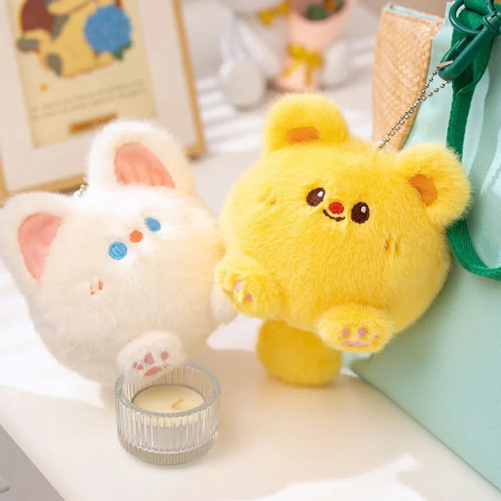 Portachiavi per Bambini a Forma di Orso, Procione, Panda, Cucciolo - Ciondolo Peluche Animale Cartone Animato