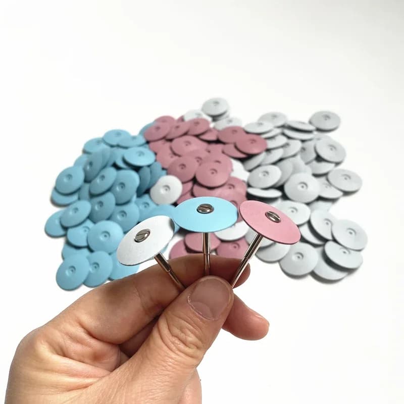 30 pz/60 pz Laboratorio Dentale Lucidatura Ruote Frese Lucidatori In Silicone Disco Blu/Bianco/rosa lucidatura porcellana/resina denti strumento dentale