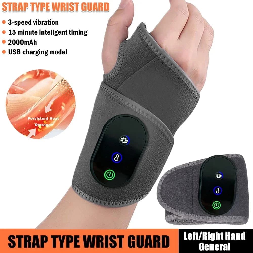 Cordless Wrist Heating Pad, Wrist Massager for Carpal Tunnel, Multi Frequency Vibration Massage, Heated Wrist Wrap Brace, with 2000mAh Rechargeable, Gray