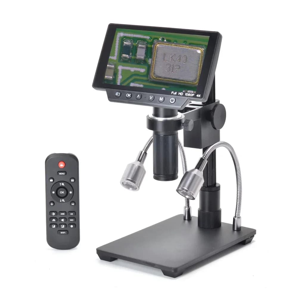 Microscopio digitale 4K 1080P Compatibile con HDMI USB WIFI Schermo LCD da 5 "Camera HD stereo da 16 MP con obiettivo zoom 150X per saldatura