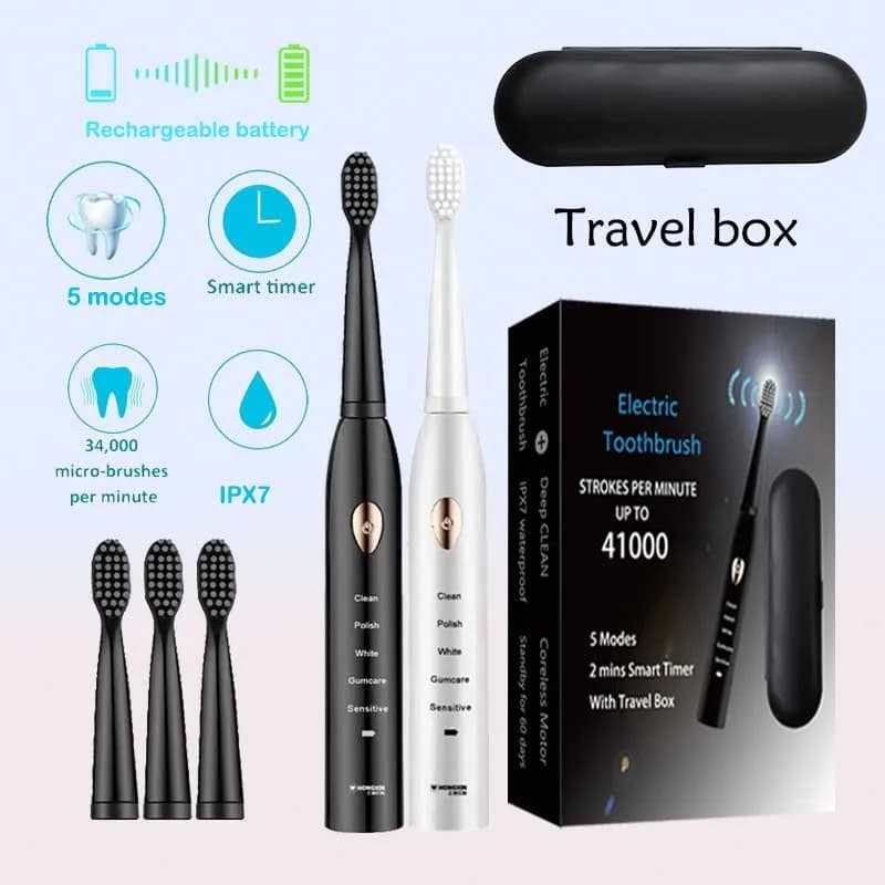 Ultrasonic Electric Toothbrush for Rechargeable Toothbrush for Adult Toothbrush Electronic Whitening Brush Timer