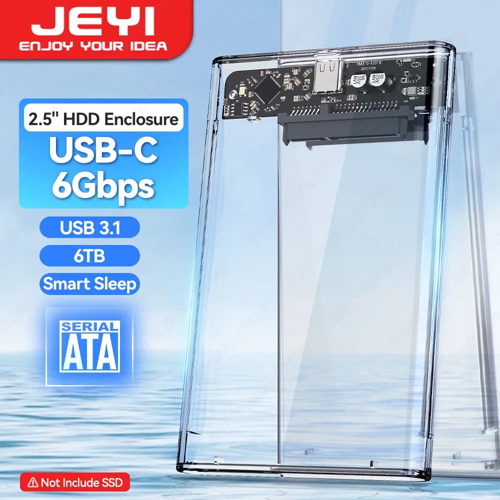 JEYI Custodia per disco rigido esterno da 2,5 '' con adattatore per custodia HDD USB 3.1 da 6 Gbps UASP + TRIM HDD SATA a doppio protocollo per PC portatile