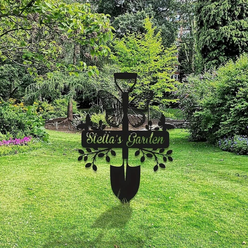 Custom Metal Teaches with Butterfly Design, Custom Garden Card, Custom Decoration for Gardeners