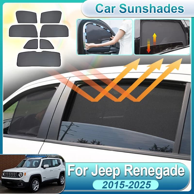Accessori per Jeep Renegade 2015-2025: Protezione Parasole Auto, Rete per Finestrini Laterali, Parasole Anteriore e Posteriore, Accessori Auto