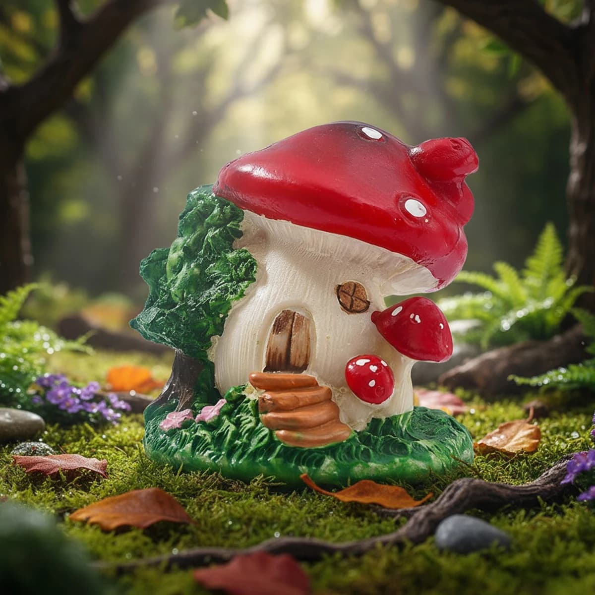 1 pezzo, decorazione da giardino per casa dei funghi dei cartoni animati, adatta per la decorazione di piante in vaso da giardino e micro-paesaggio fai da te