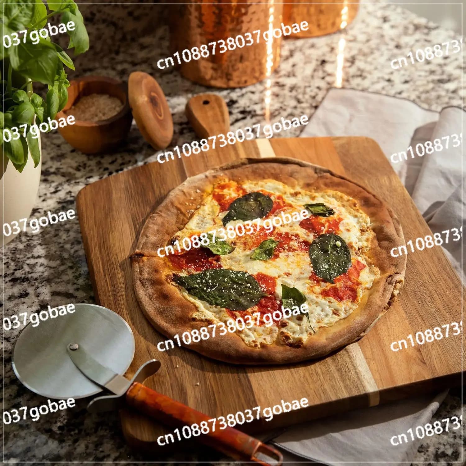 Round Plate for Pizza with Handle, Multifunctional Cutting Machine for Home Kitchen, Steak Tray and Restaurant Snack