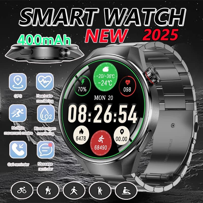 GEJIAN Nuovo Smart Watch da uomo NFC AMOLED Monitoraggio della frequenza cardiaca e dell'ossigeno nel sangue da 1,75 pollici Chiamata Bluetooth IP68 GPS Smartwatch 2025