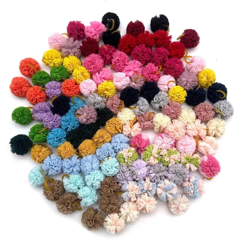 50/100PCS New Pet Dog Hair Bows Mesh Ball Bows accessori per capelli per animali domestici elastici forniture per animali accessori per la toelettatura del cane da compagnia