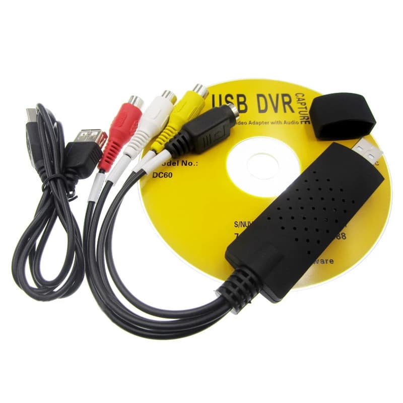 Adattatore per scheda di acquisizione audio video USB da 5 pezzi con cavo USB Convertitore di acquisizione video da USB 2.0 a RCA per dispositivo di acquisizione TV DVD DVR VHS