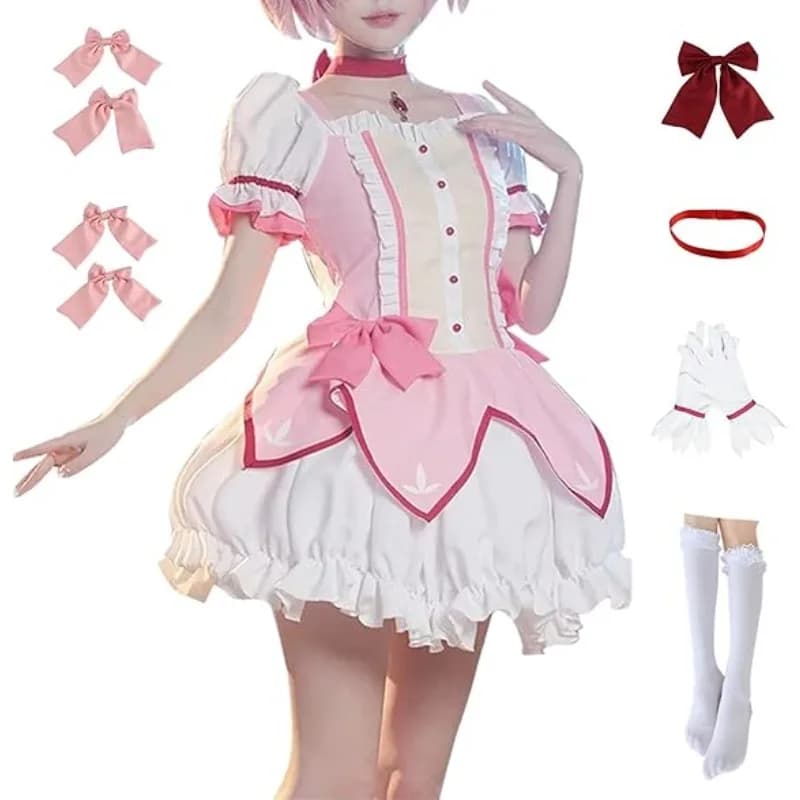 Costume da Principessa Rosa per Donna, Abito Cosplay Anime, Gonna Uniforme, Outfit di Halloween con Guanti e Calzini, Cosplay per Giochi