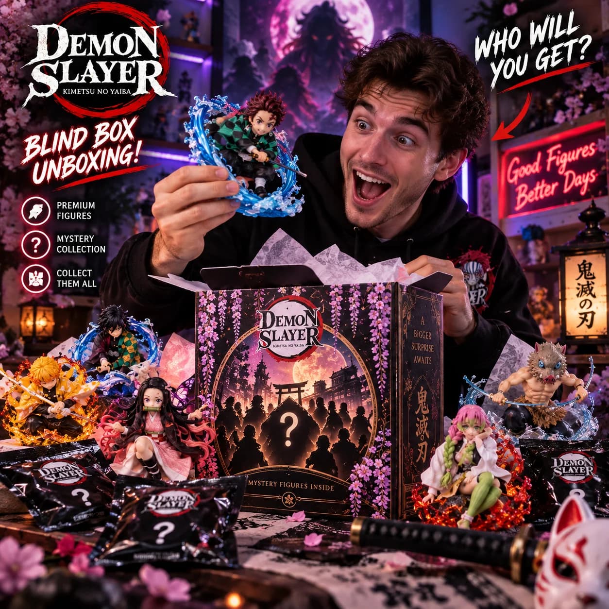 Demon Slayer Figure Mystery Box Kimetsu No Yaiba Anime Action Figure Collection Random Character Gift For Anime Fans And
