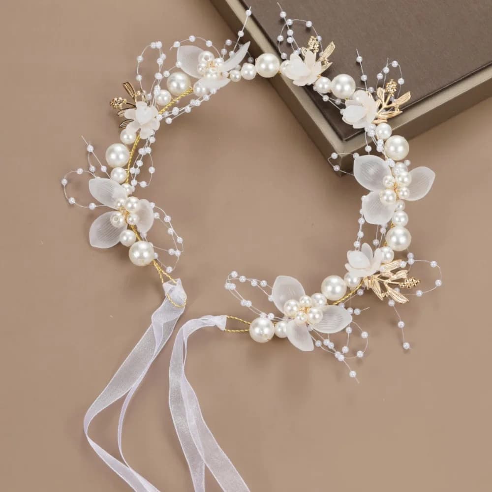 Cute Elegant Flower Wreath Headband Imitated Pearl Bohemian Kids Flower Crown Head Wreath Girls Adult Hair accessories