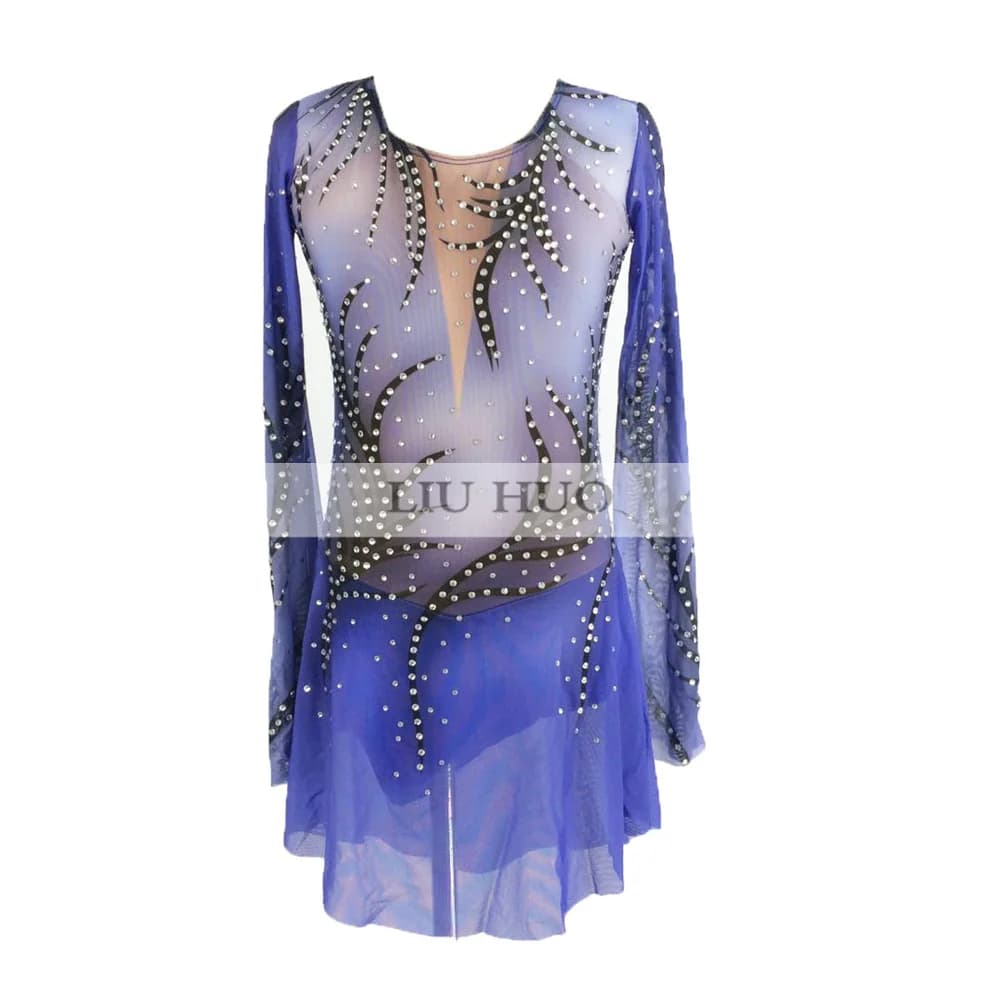 LIUHUO Pattinaggio di Figura Vestito da Donna Ragazza Prestazioni sul Ghiaccio Ginnastica Costume Concorso Body Danza Balletto Viola Adolescenti Bambino
