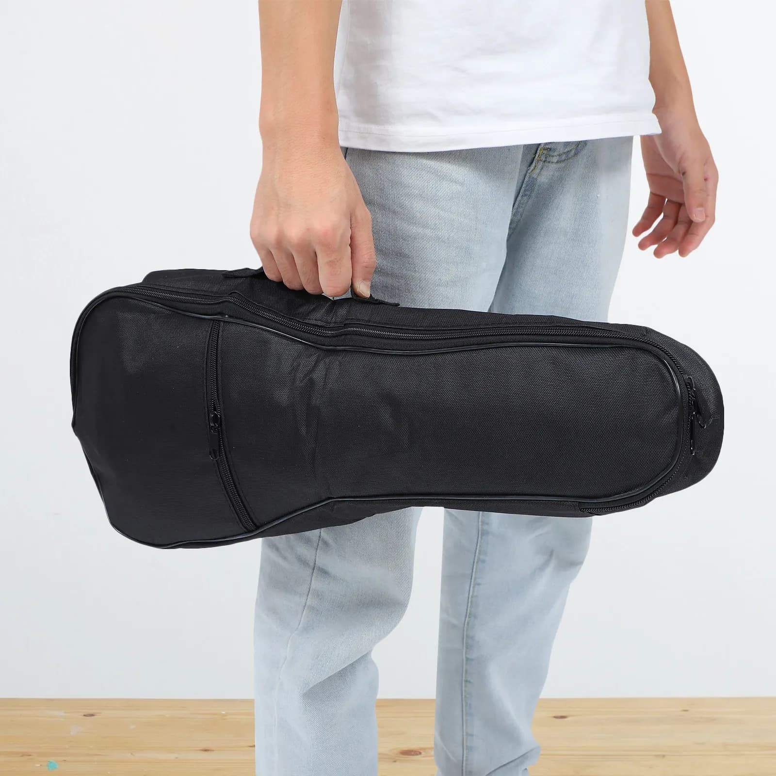 1 pezzo di borsa per ukulele in tessuto Oxford, in cotone, portatile, leggera, custodia per strumenti musicali da esterno, nera