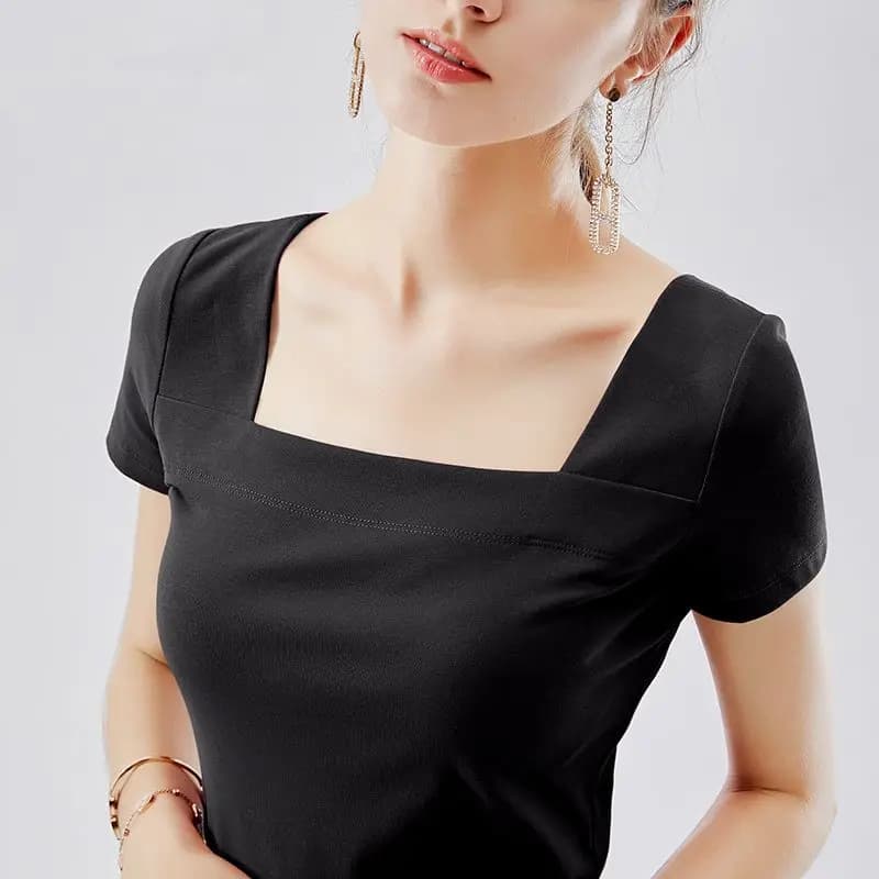 Temperamento Slim All-match Youth top Tees estate nuova manica corta tinta unita moda top Tees elegante Casual abbigliamento donna