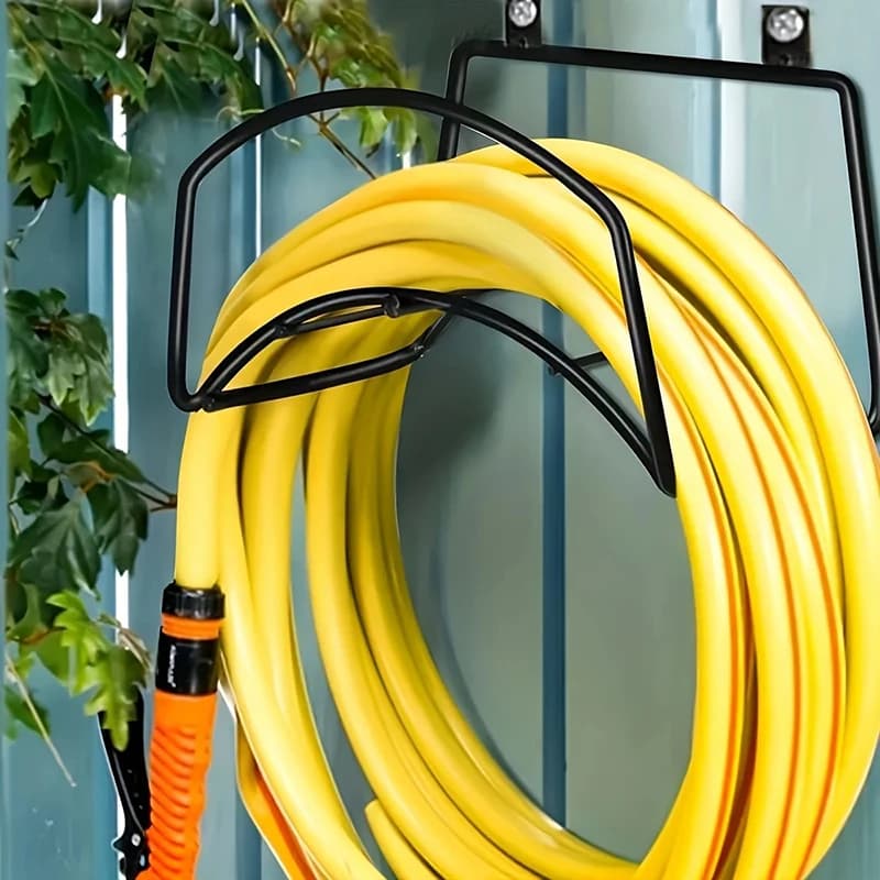 [1pcs] Garden Wall-Mounted Water Pipe And Hose Storage Rack Metal Hose Bracket Fixed Installation Carbon Steel Water Pipe Rack