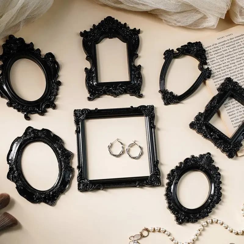 Cornice per foto in resina in stile europeo con bordi neri, cornice decorativa fai da te, accessorio per foto da parete per la decorazione della casa