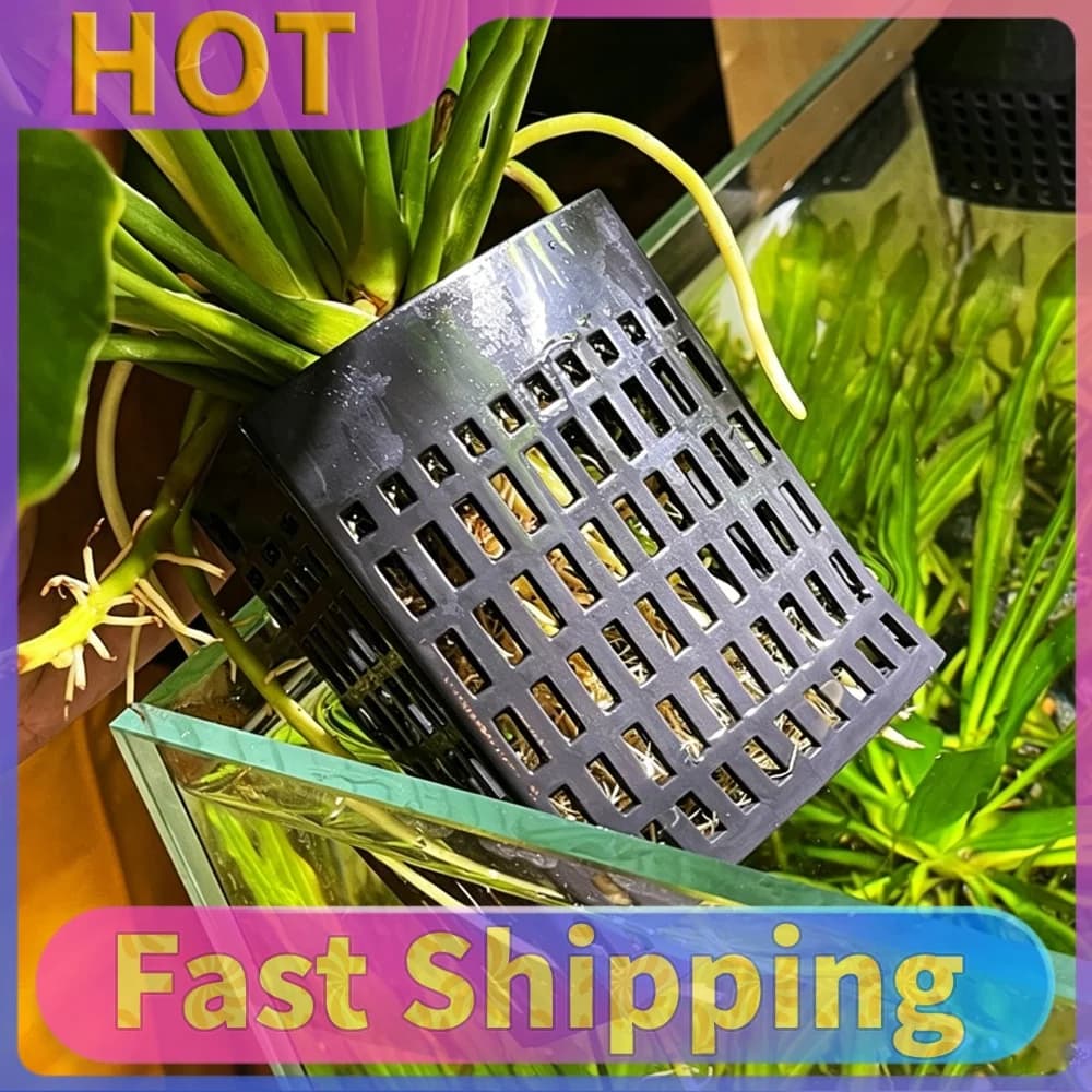 Aquarium Plant Holder with Extendable Hook and Suction Cup Wall Mounted Plant Basket for Live Plants and Fish Tanks Decorations