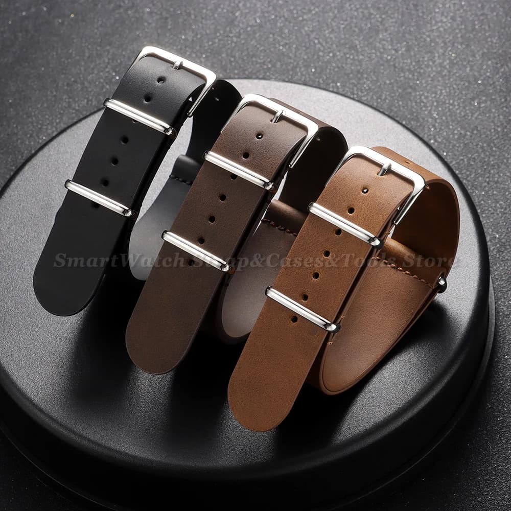 Crazy Horse Leather Watchband 18mm 20mm 22mm Vintage Coffee Brown Watch Strap for Men and Women Soft Replacement Wristwatch Band