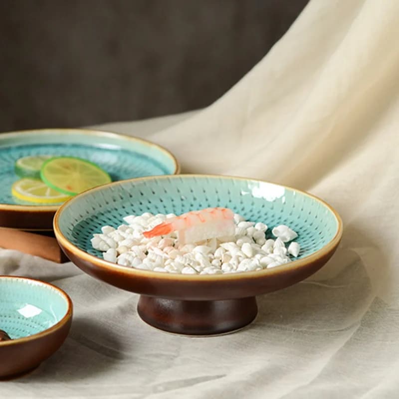 Blind Creative Tea Cake Tray Home Japanese Style Dried Fruit Tray High Leg Fruit Dish Tea Table Decoration Tea Tray Utens
