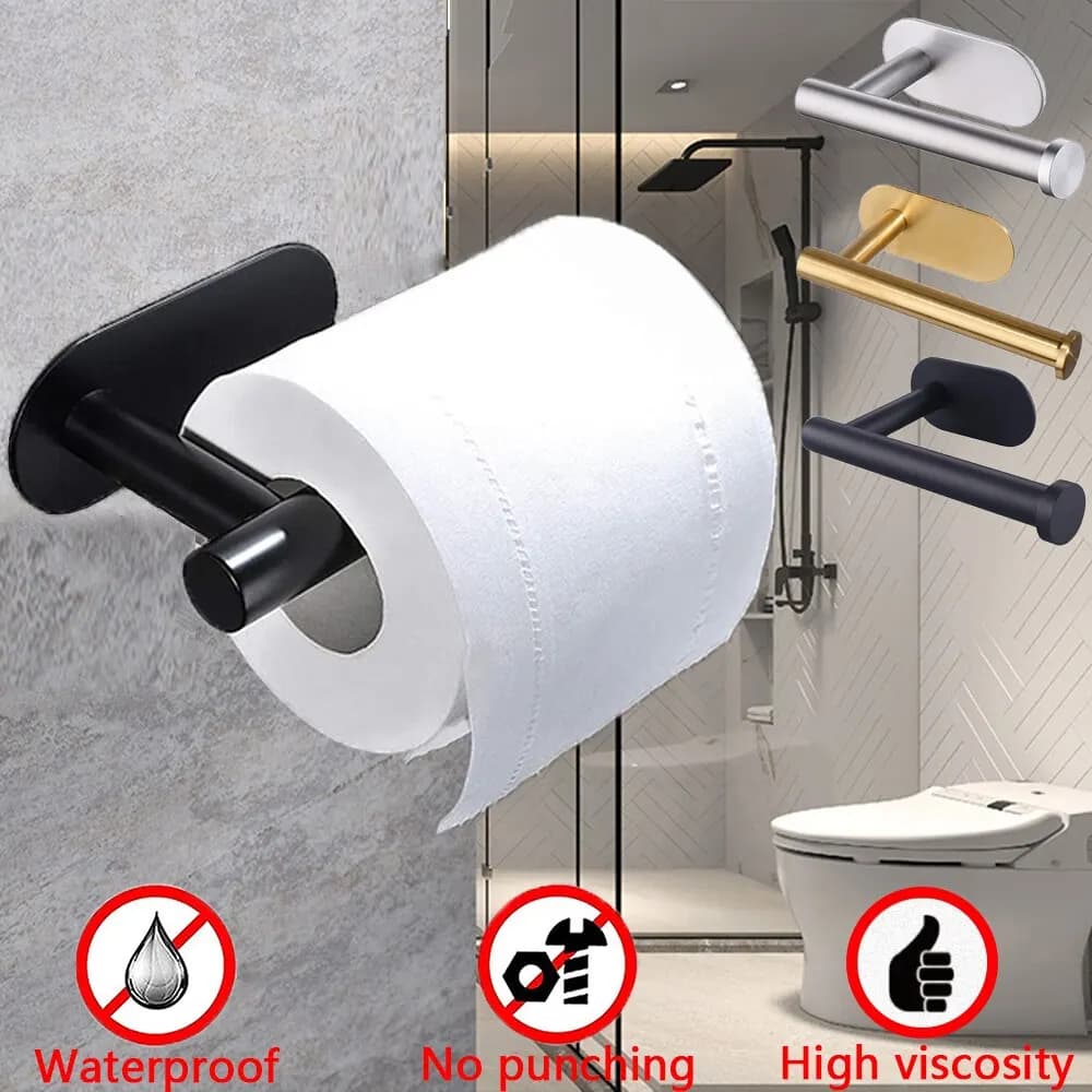Adhesive Paper Towel & Toilet Paper Holder for Bathroom Kitchen – No Drill Wall Mounted Tissue Dispenser