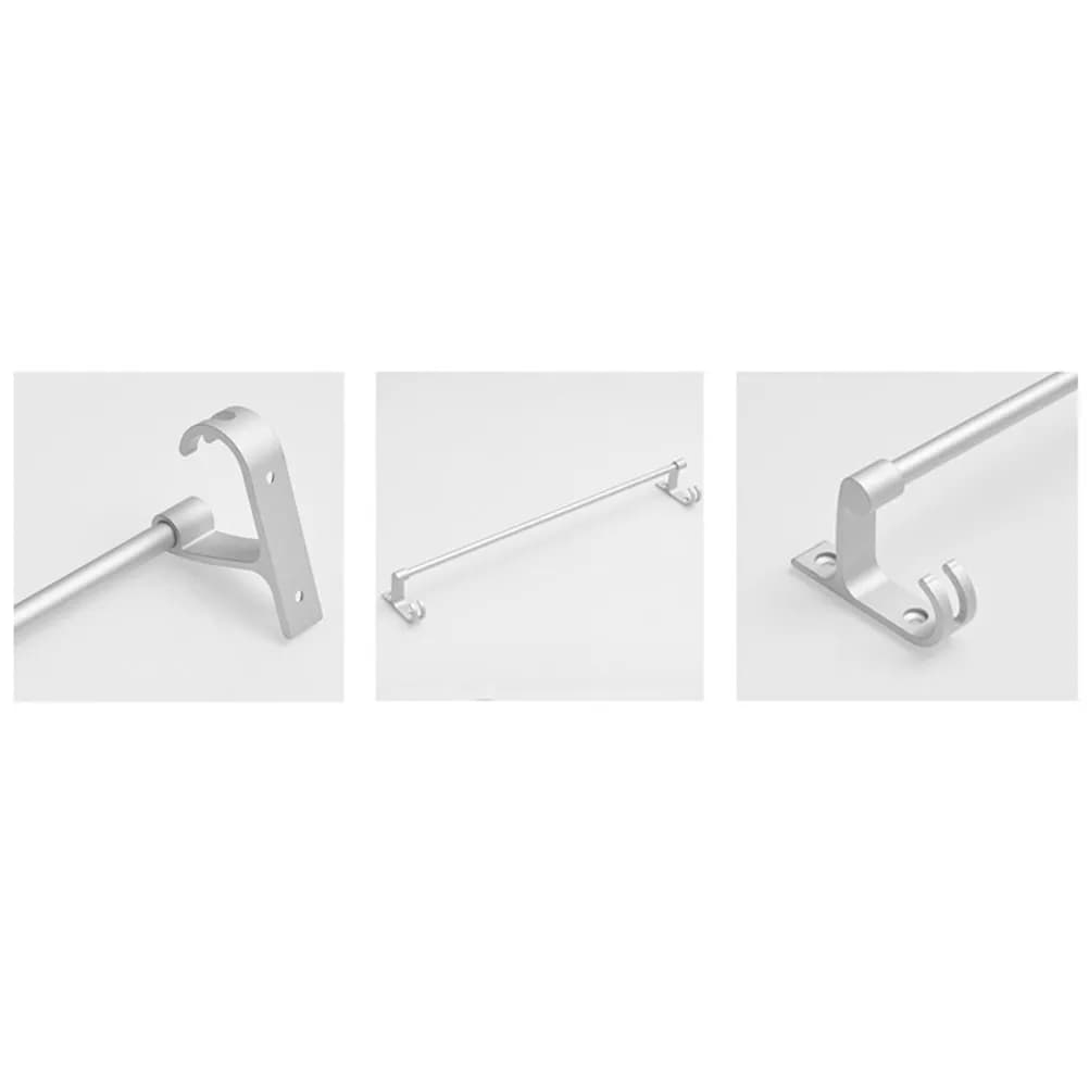 48Cm Space Aluminum Towel Bar Lightweight Scratch Resistant Smooth Surface Single Bar with Two Hooks for Kitchen Bathroom Towel